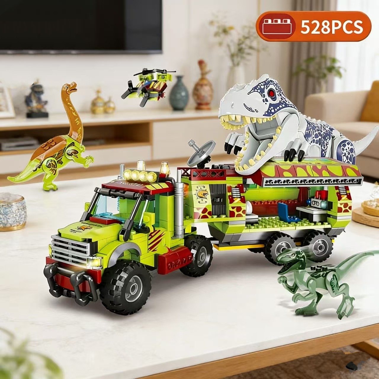 Model Kit Jurassic Park - Jurassic Dinosaur T-Rex Truck Model Bouwstenen